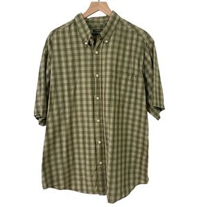 Great Northwest Mens Plaid Green Button up Short Sleeve Shirt Size XL
